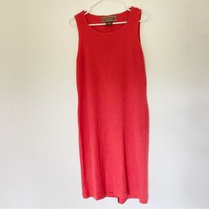 Double D Ranch Linen Blend Shift Dress Sleeveless Coral Midi Women’s Sz M